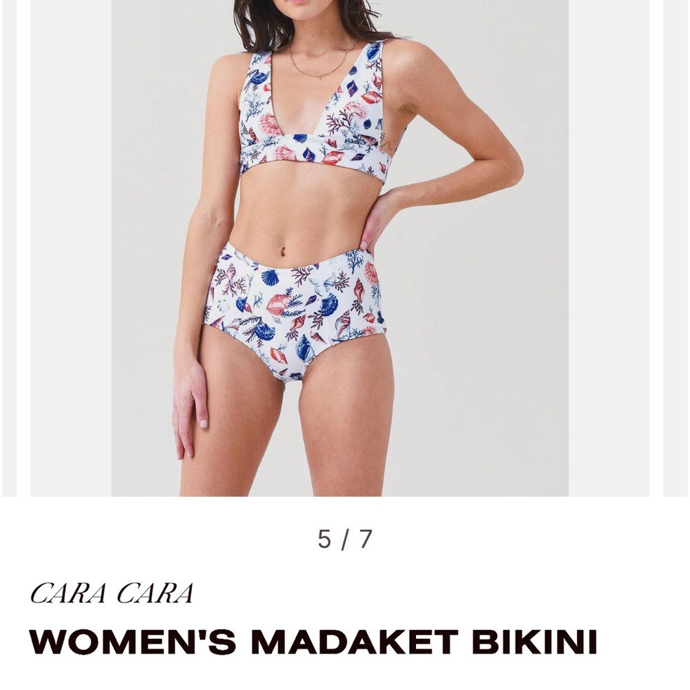 Cara Cara Bikini - White with Red and Blue Seashells